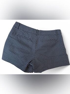 Cynthia Rowley Navy and White Micro-Check Shorts